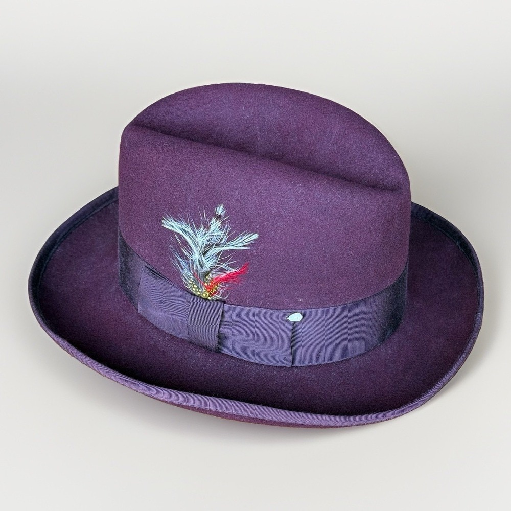 Vintage Godfather Park Royal Mens 100% Wool Fedora Hat Size M Burgundy USA Made